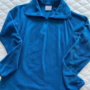 Columbia Small Teal Quarter Zip Long Sleeve Fleece Light Jacket Top Pullover